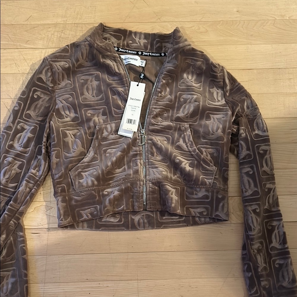 Juicy Couture Brown Bomber Jacket with Glossy Finish